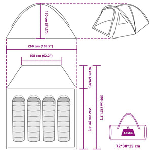 Campingtält med tak Blå 308 x 268 x 130 cm Polyester