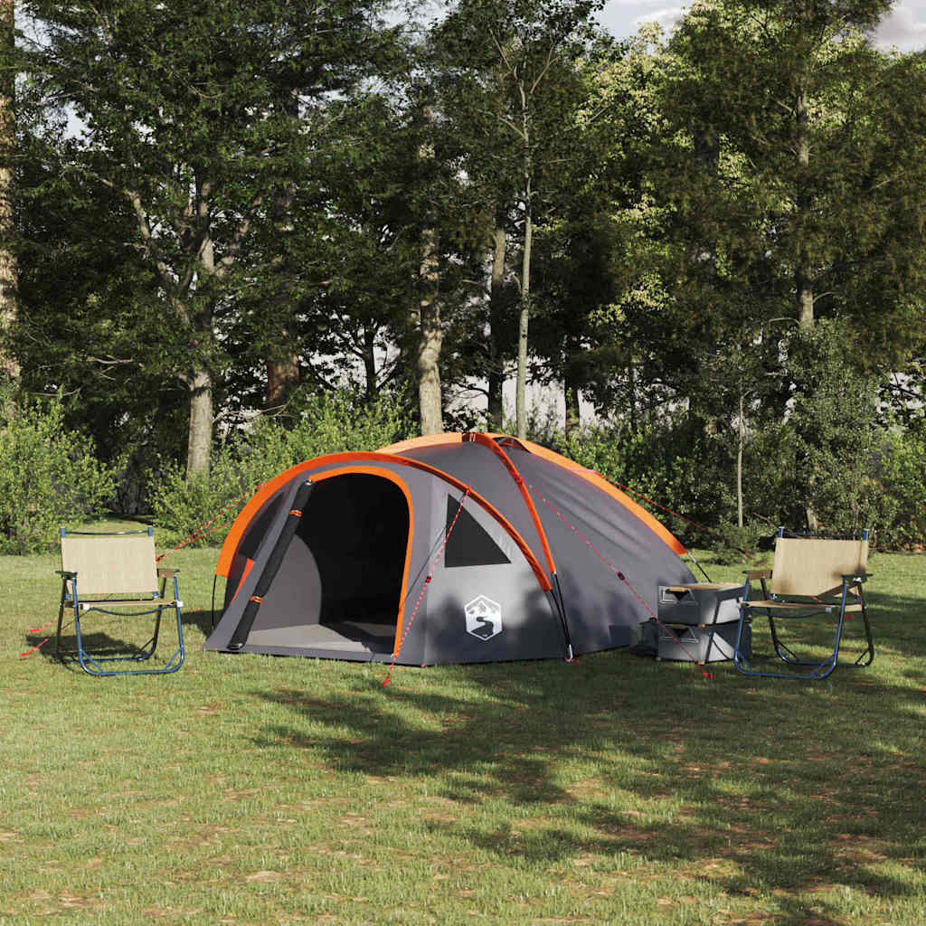 Campingtält med tak Grå och orange 308 x 268 x 130 cm Polyester