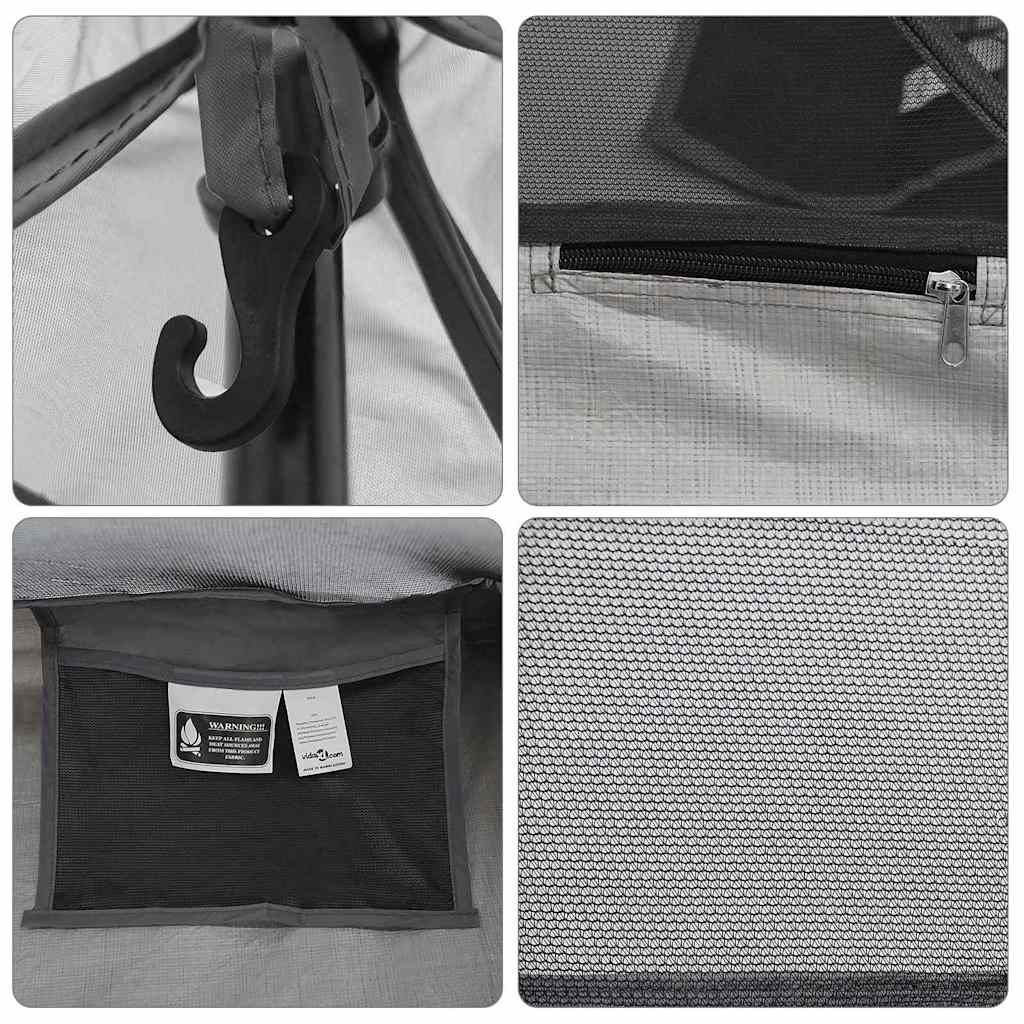 Innertält med tak med lagring Svart 240 x 160 x 133 cm Nät