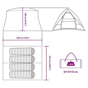Campingtält med tak med lagring Blå 320 x 275 x 190 cm taffeta