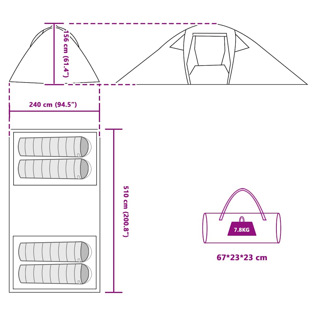 Tunnel tält med tak med lagring Blå 510 x 240 x 156 cm taffeta