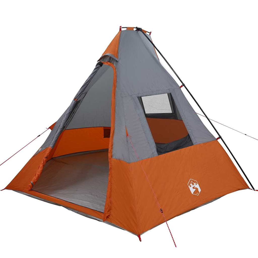 Tipi Tält med tak Grå och orange 383 x 338 x 217 cm taffeta