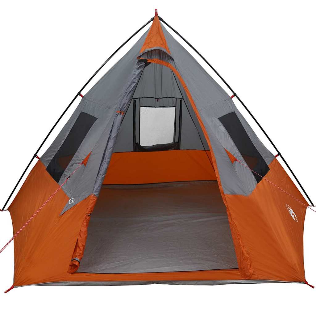 Tipi Tält med tak Grå och orange 383 x 338 x 217 cm taffeta