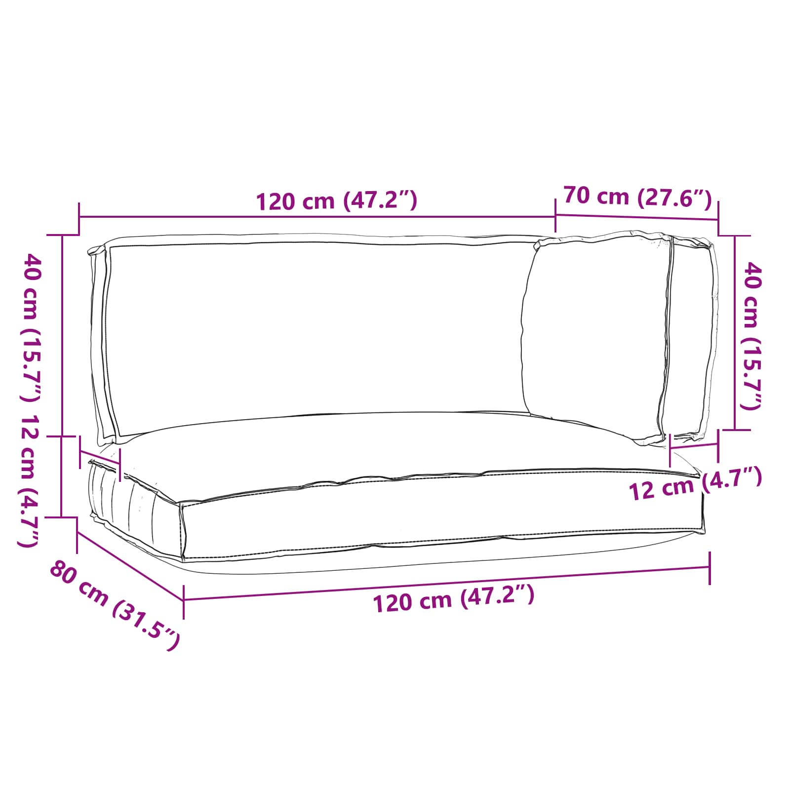 Pallkuddset 3 pcs Antracit Oxford Tyg