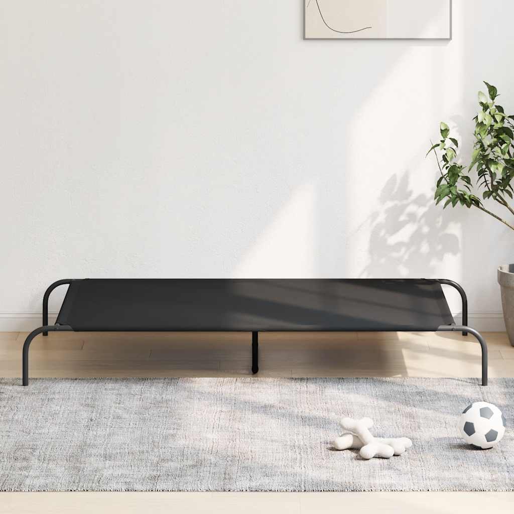 Förhöjd hundsäng svart 150x90x20 cm oxfordtyg och stål