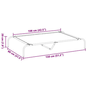 Förhöjd hundsäng grå 130x80x20 cm textilene och stål