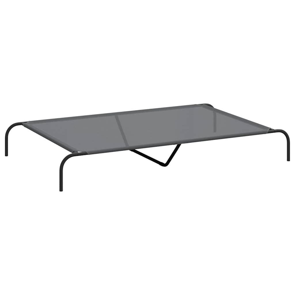 Förhöjd hundsäng grå 150x90x20 cm textilene och stål