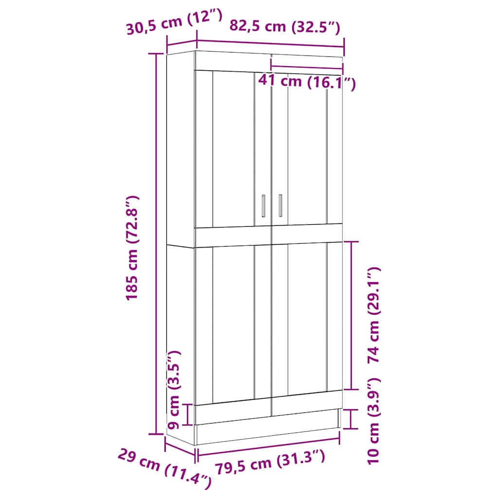 Bokskåp Svart ek 82,5 x 30,5 x 185 cm Konstruerat trä