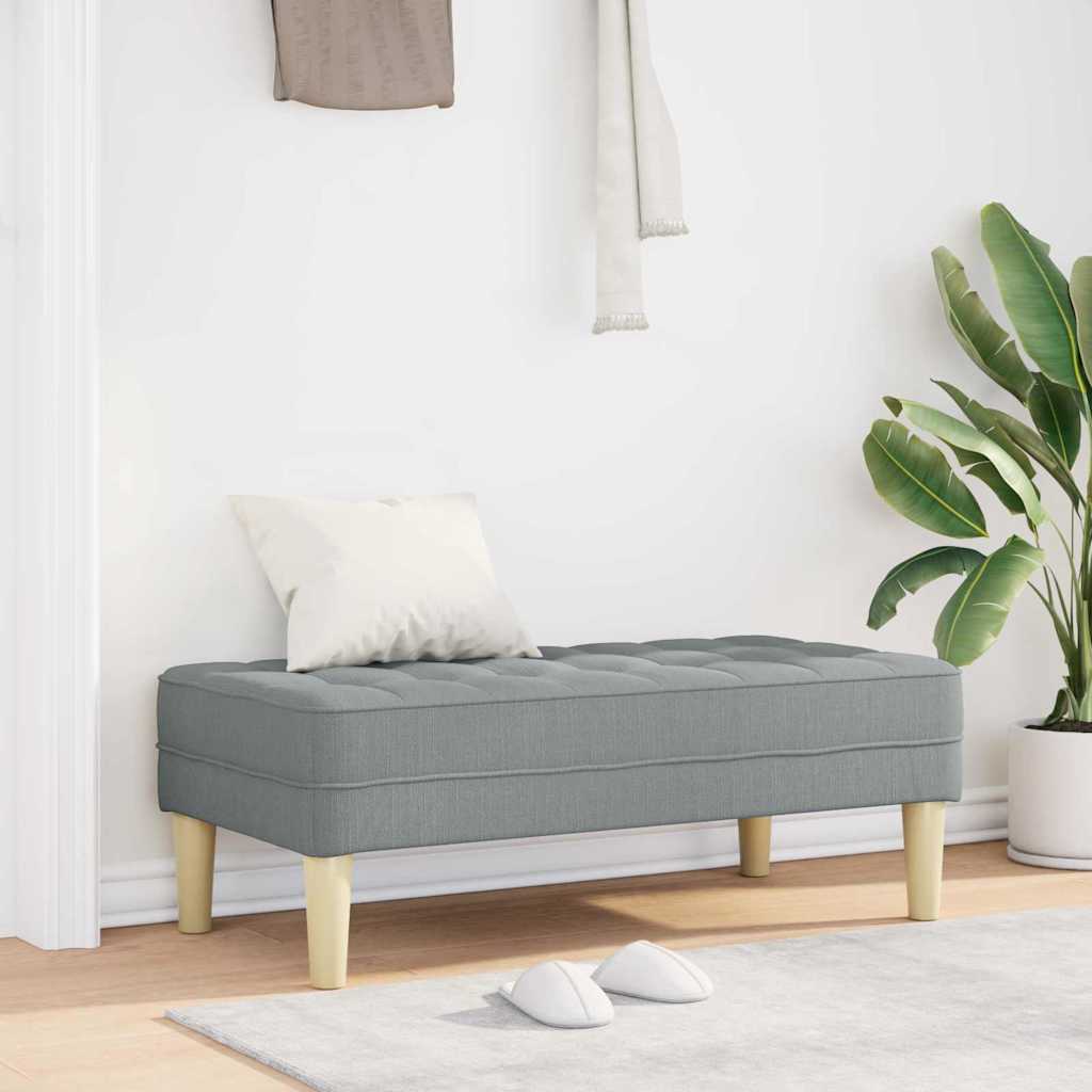 bänk med kudde Ljusgrå 113 x 57 x 39 cm tyg