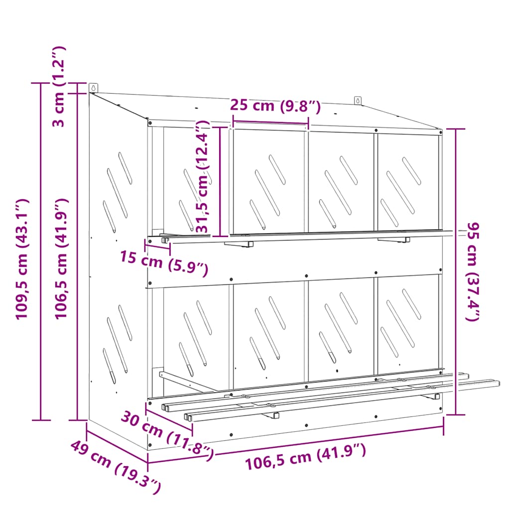 Kycklingholk med 8 fack galvaniserad silvermetall