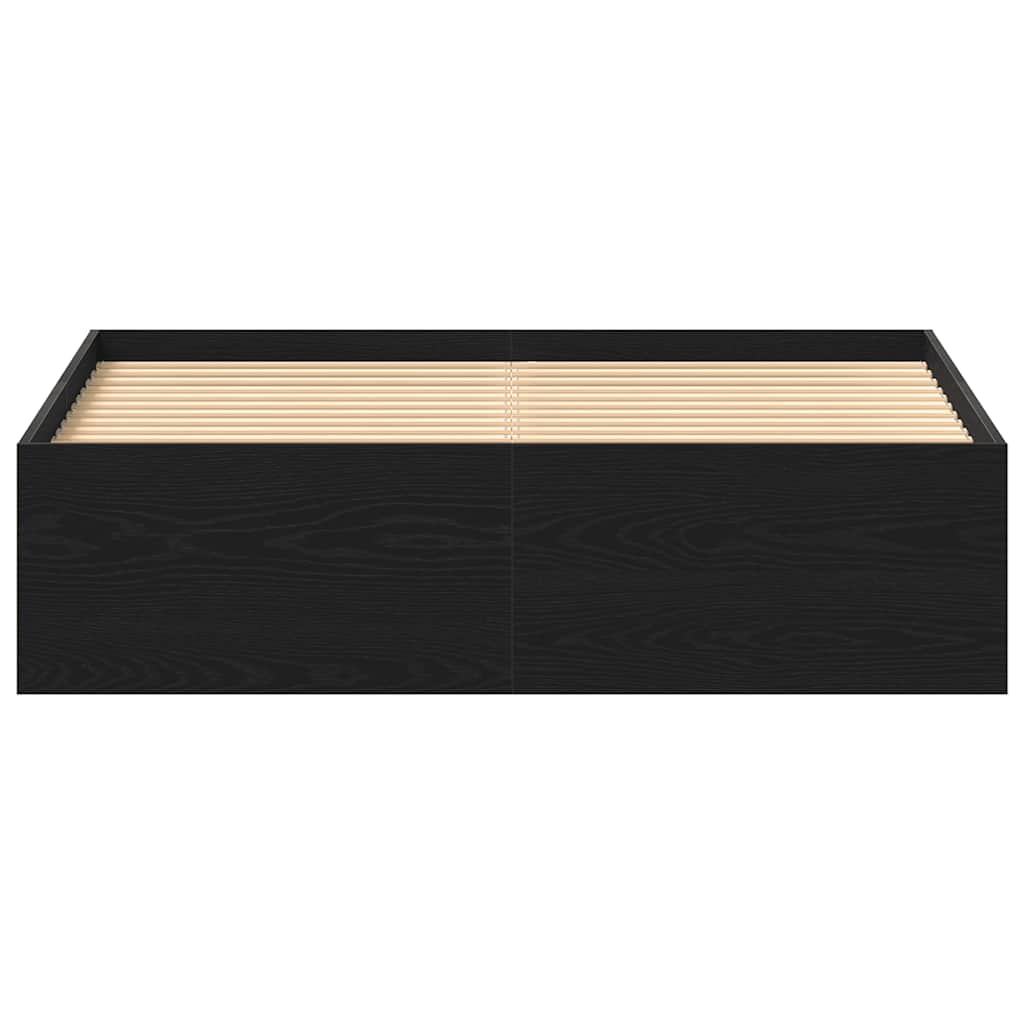 Sängram utan madrass svart ek 135x190 cm konstruerat trä