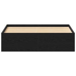 Sängram utan madrass svart ek 135x190 cm konstruerat trä