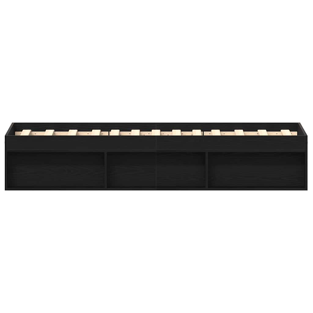 Sängram utan madrass svart ek 100x200 cm konstruerat trä