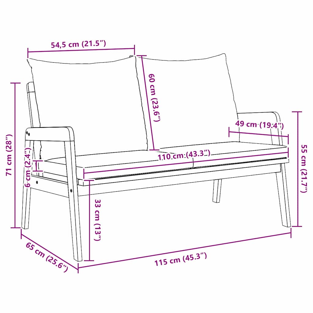 Trädgårdsbänk med kudde Olivenatur Massivt Akaciaträ