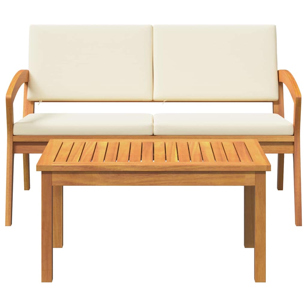 Bistroset med kudde 2 pcs Olivenatur Massivt Akaciaträ