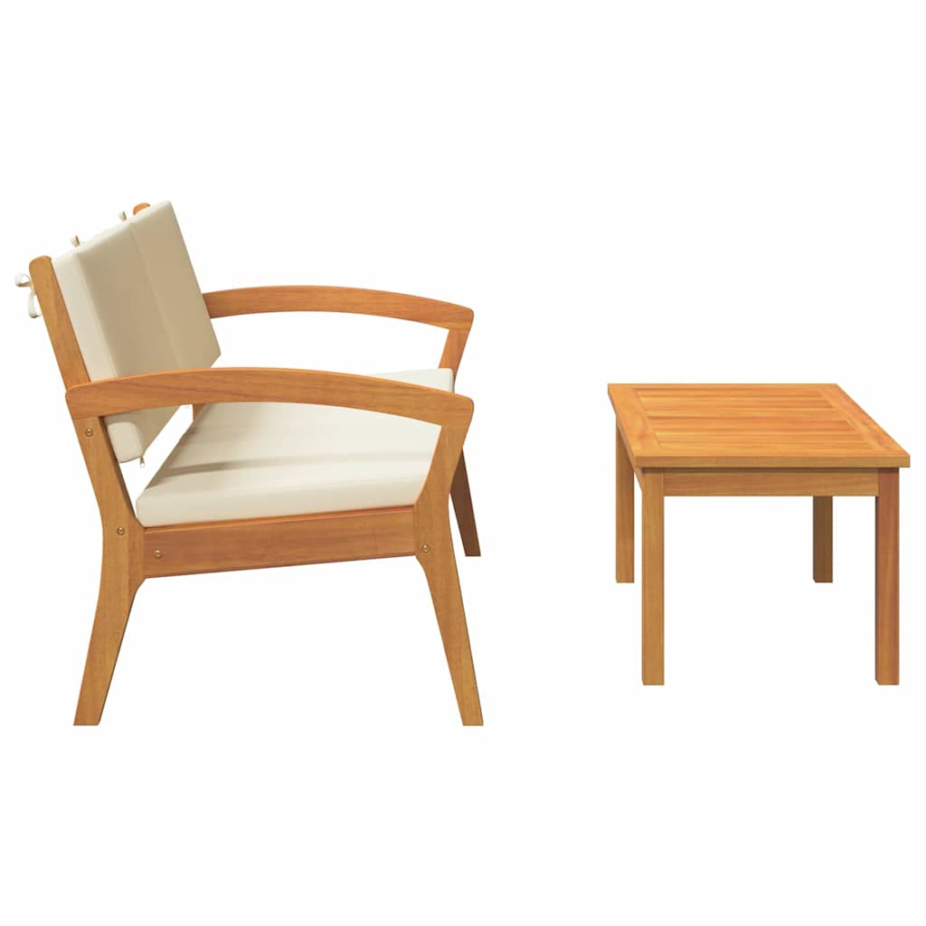 Bistroset med kudde 2 pcs Olivenatur Massivt Akaciaträ