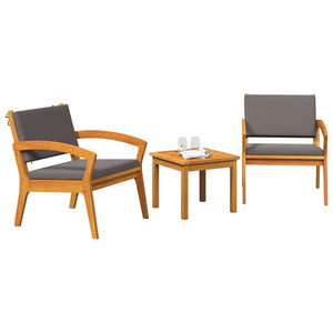 Bistroset med kudde 3 pcs Brun 59,5 x 70,5 x 72,5 cm Polyester