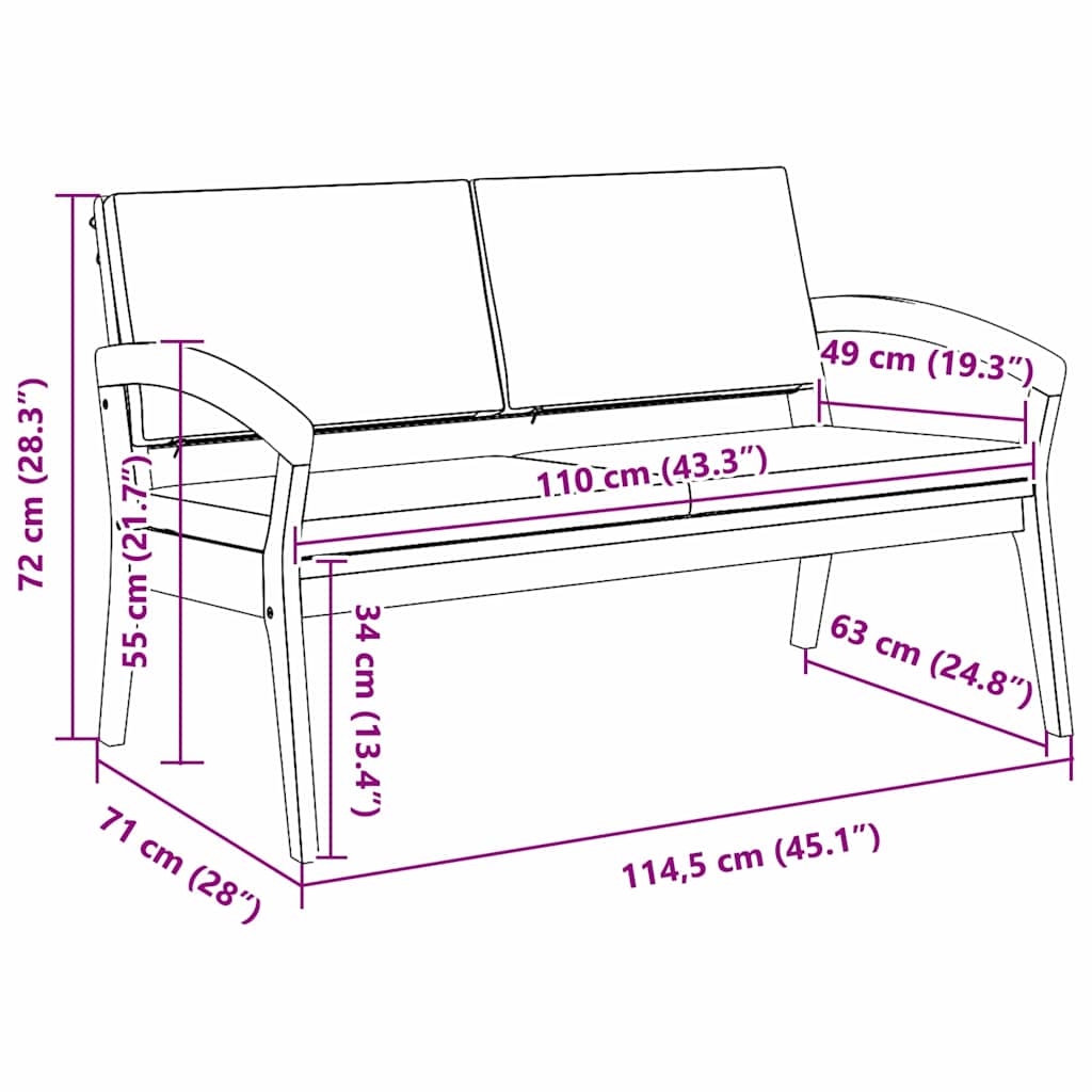 Trädgårdsbänk med kudde Olivenatur Massivt Akaciaträ