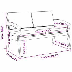 Trädgårdsbänk med kudde Olivenatur Massivt Akaciaträ