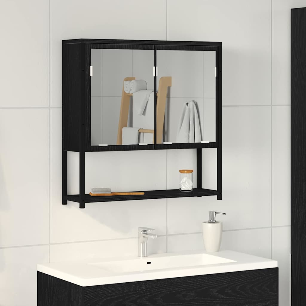 Spegelskåp Svart Ek 60 x 16 x 60 cm Konstruerat trä