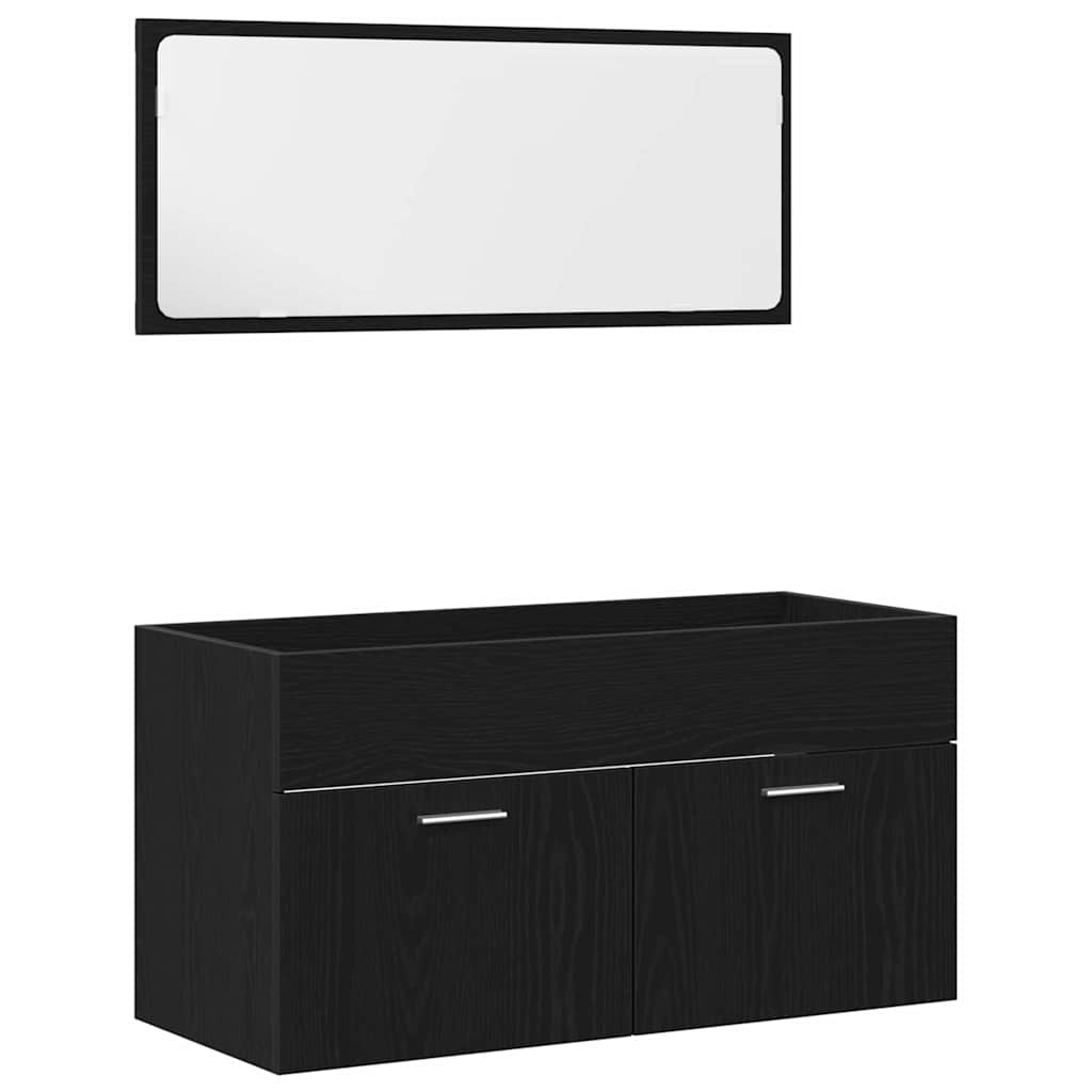 Badrumsmöbelset 2 st Svart Ek 90 x 38,5 x 46 cm Konstruerat trä