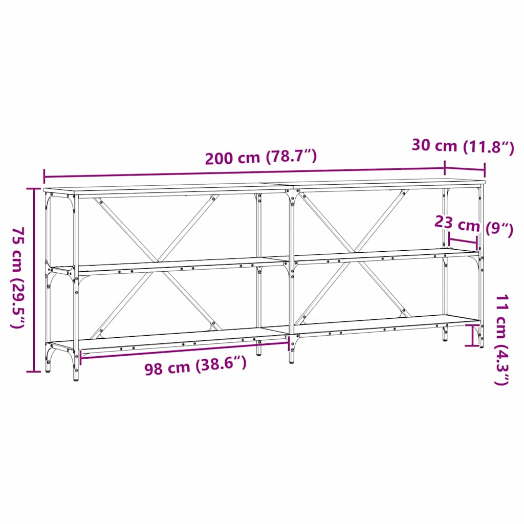 Konsolbord Gammalt trä 200 x 30 x 75 cm Konstruerat trä