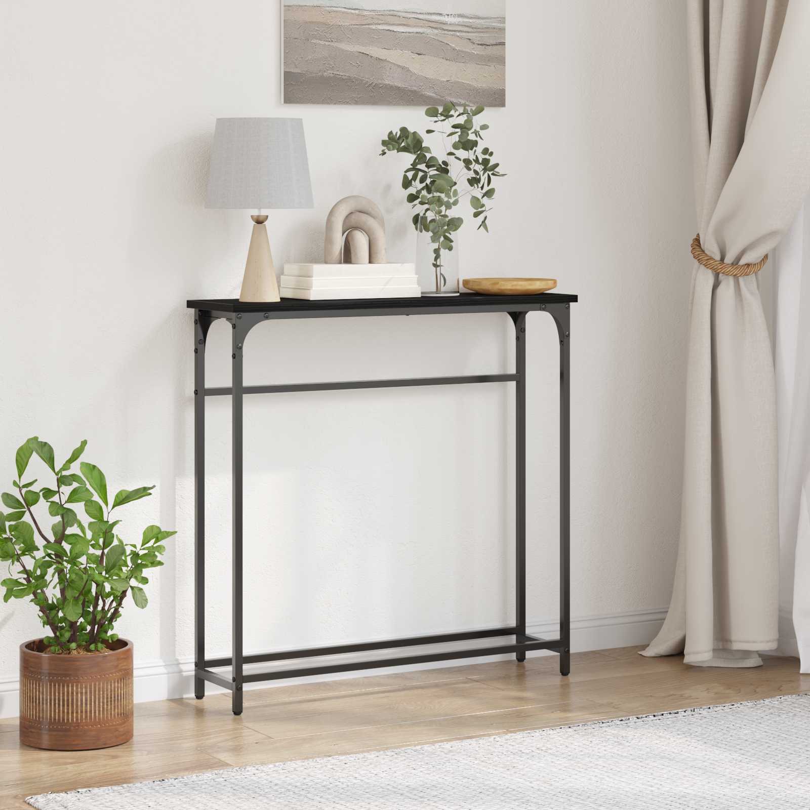 Konsolbord Svart Ek 75 x 19,5 x 75 cm Konstruerat trä