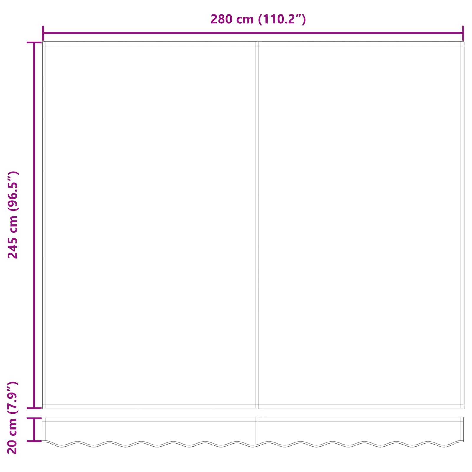 Utfällbar markis Röd 300 x 250 cm Tyg och Metall