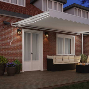 Utfällbar markis Vit 500 × 350 cm Tyger och Stål