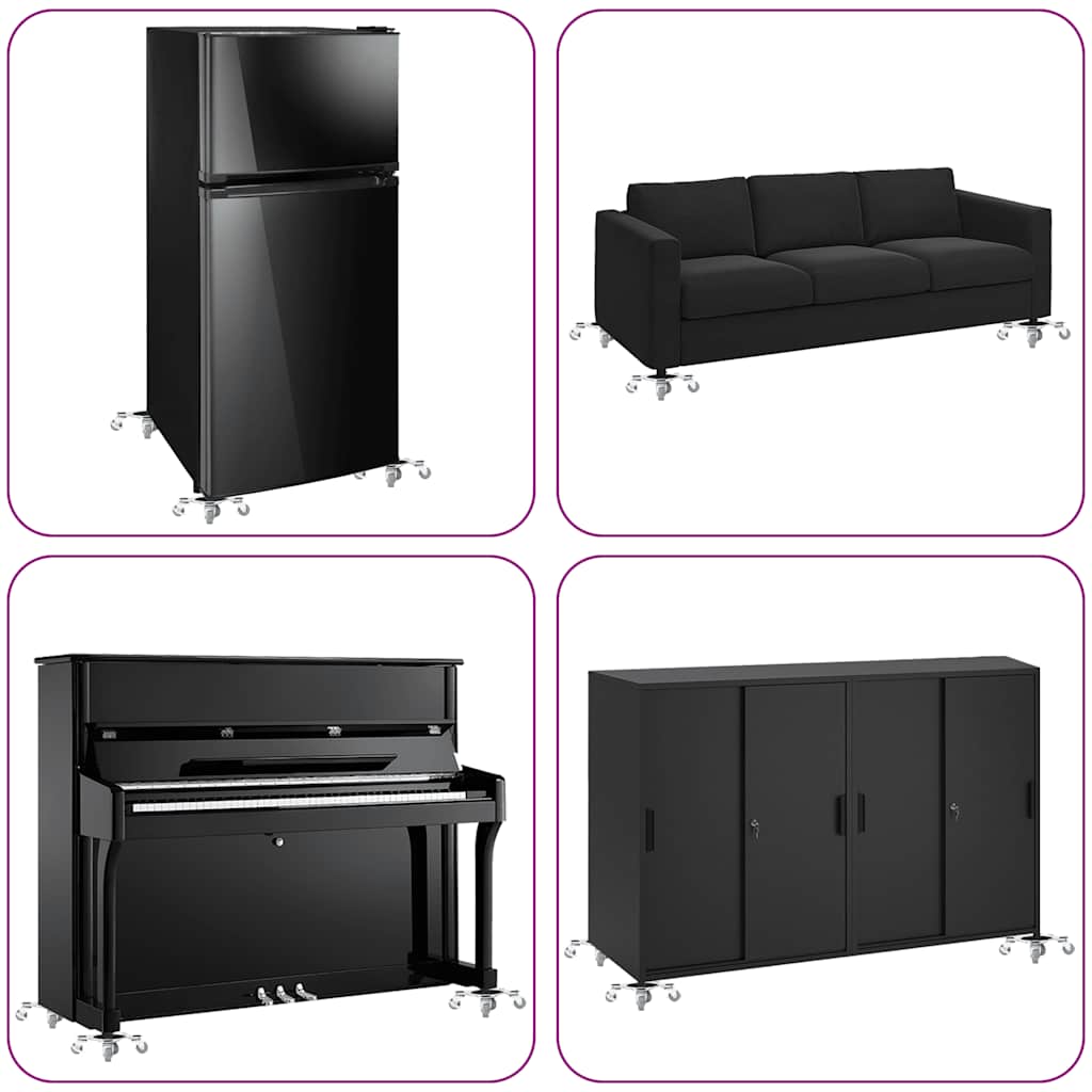 Möbelhjul 4 st med lyftare 15,5x15,5x5,5 cm stål 1000 kg