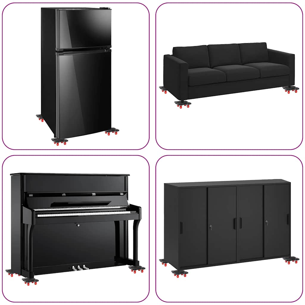 Möbelhjul 4 st med lyftare svarta 13,5x13,5x4,2 cm 300 kg