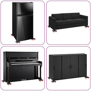 Möbelhjul 4 st med lyftare svarta 13,5x13,5x4,2 cm 300 kg