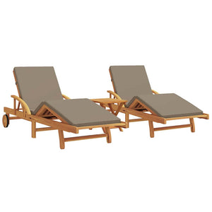 Solstol Reclining 3 pcs Taupe Massivt Akaciaträ
