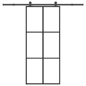 Skjutdörr med beslagset ESG glas och aluminium 90x205 cm