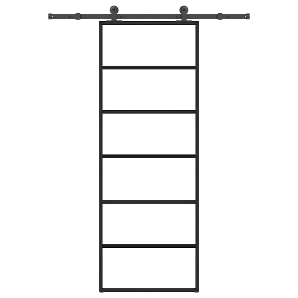 Skjutdörr med beslagset ESG glas och aluminium 76x205 cm