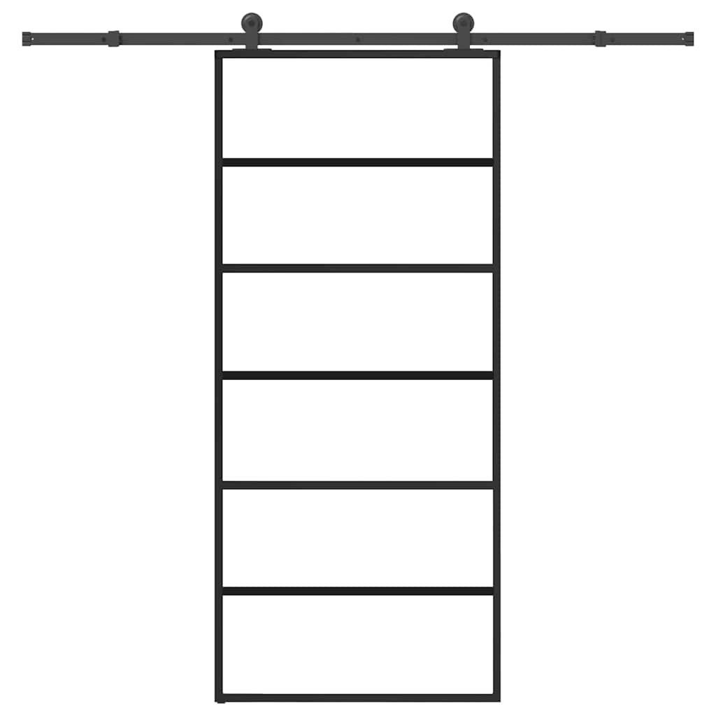 Skjutdörr med beslagset ESG glas och aluminium 90x205 cm