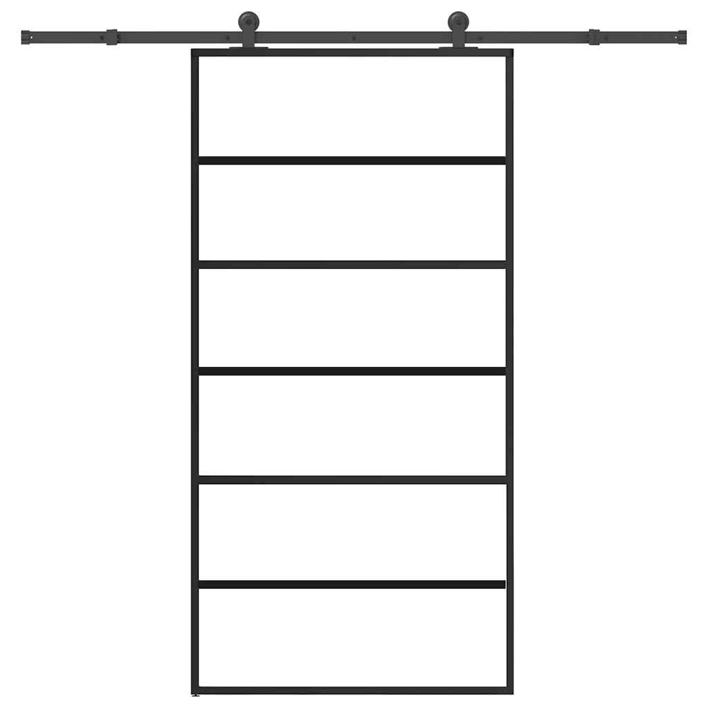 Skjutdörr med beslagset 102x205 cm ESG glas och aluminium