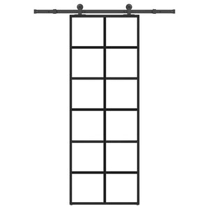 Skjutdörr med beslagset ESG glas och aluminium 76x205 cm