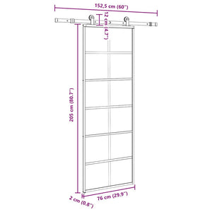 Skjutdörr med beslagset ESG glas och aluminium 76x205 cm