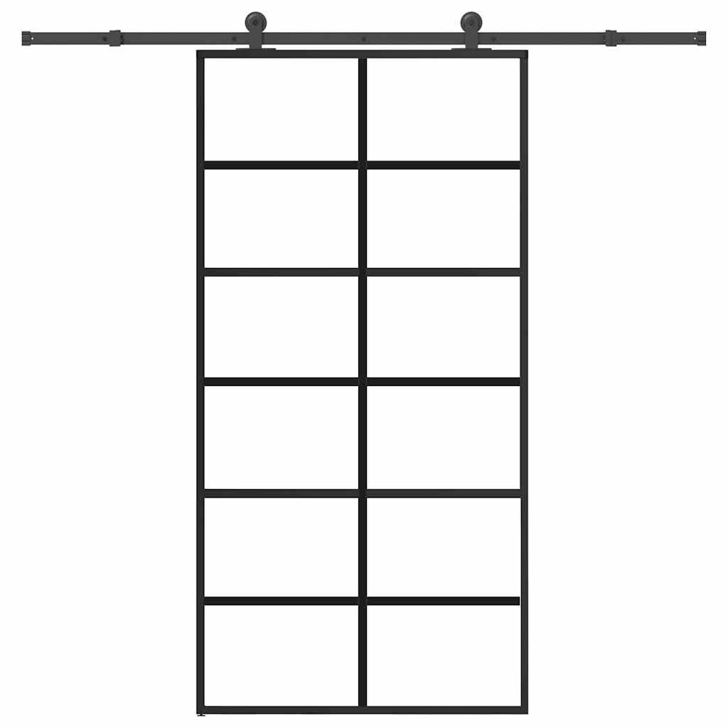 Skjutdörr med beslagset 102x205 cm ESG glas och aluminium