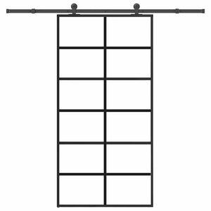 Skjutdörr med beslagset 102x205 cm ESG glas och aluminium