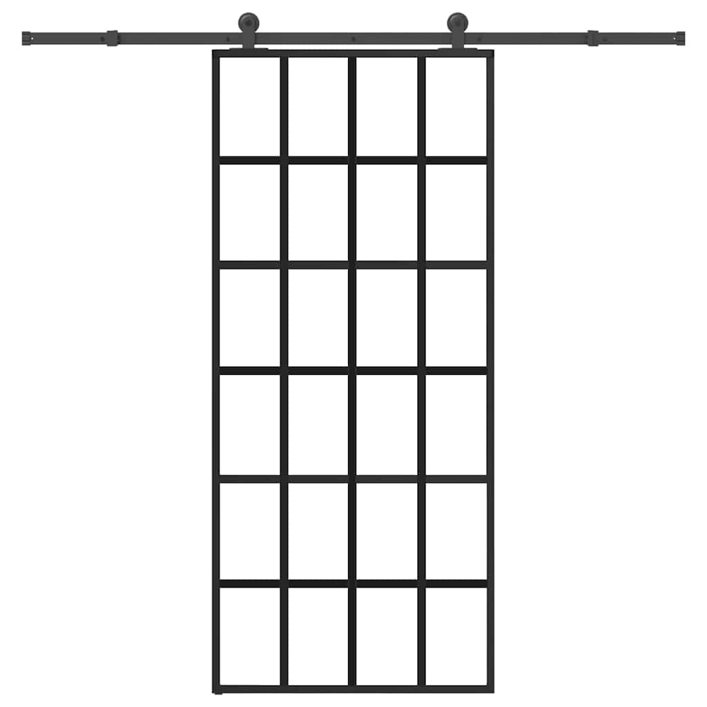 Skjutdörr med beslagset ESG glas och aluminium 90x205 cm