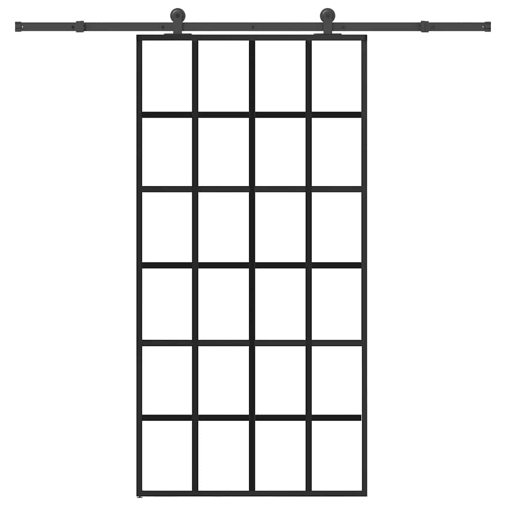 Skjutdörr med beslagset 102x205 cm ESG glas och aluminium