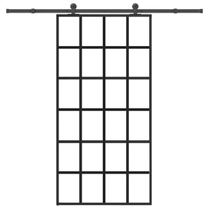 Skjutdörr med beslagset 102x205 cm ESG glas och aluminium