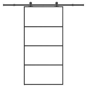 Skjutdörr med hårdvara 102,5x205 cm ESG-glas och aluminium