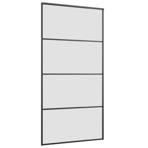 Skjutdörr med hårdvara 102,5x205 cm ESG-glas och aluminium