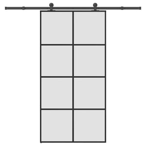 Skjutdörr med hårdvara 102,5x205 cm ESG-glas och aluminium