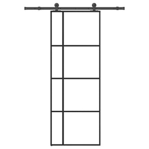 Skjutdörr med beslagset ESG glas och aluminium 76x205 cm