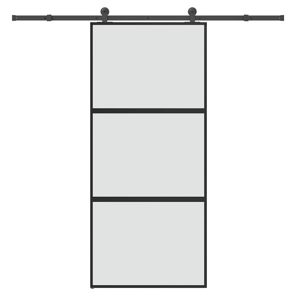 Skjutdörr med beslagset härdat glas och aluminium 90x205 cm