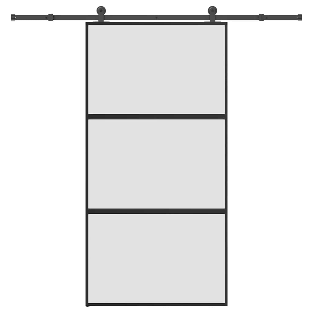 Skjutdörr med hårdvara 102,5x205 cm härdat glas och aluminium